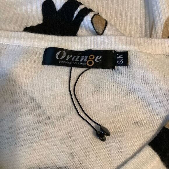 ORANGE FASHION VILLAGE OVERSIZED V NECK LONG SLEEVE SWEATER SIZE S M - Picture 4 of 7